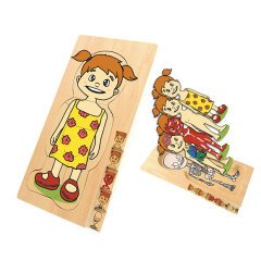 Vücudumuzun Katmanları Kız (Ahşap 5 Katlı Puzzle) Büyüme Evresi