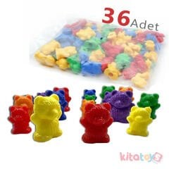 Renkli Ayıcıklar Sayı Seti 36 Adet (Sıralama, Sayma, Boyut, Örüntü, Ağırlık) Aktarma