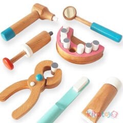 Ahşap Dişçi Seti (Oyuncak Diş Doktoru Fırçalama Modeli) Kidel