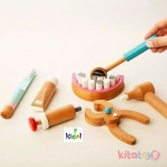 Ahşap Dişçi Seti (Oyuncak Diş Doktoru Fırçalama Modeli) Kidel