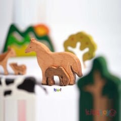 Ahşap Hayvanlar Oyuncak Seti 27 Parça (Vahşi ve Çiftlik Evcil) Kidel