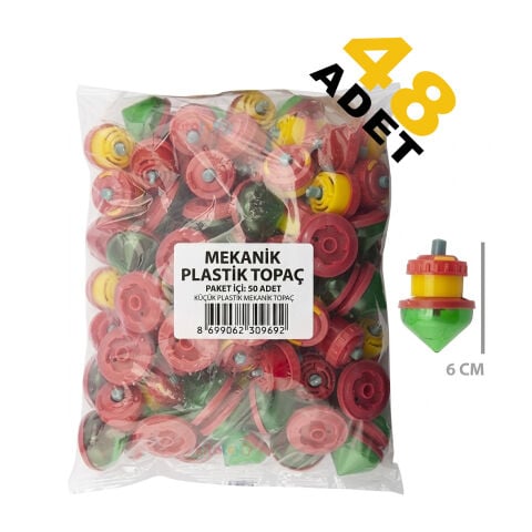 Kurmalı Topaç 48'Li (Fırıldak) Eğitici Nostalji Plastik Oyuncak
