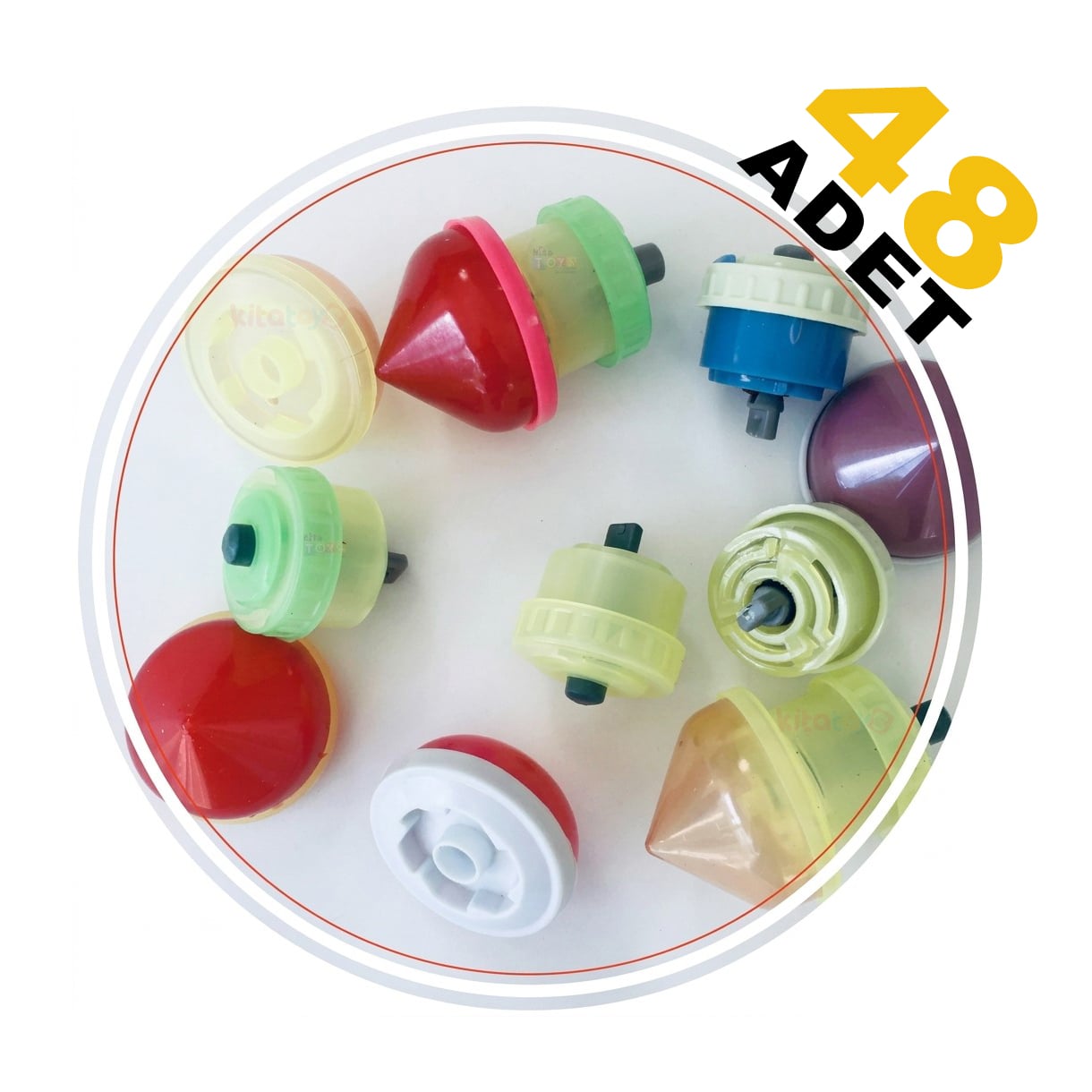 Kurmalı Topaç 48'Li (Fırıldak) Eğitici Nostalji Plastik Oyuncak