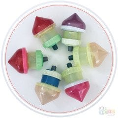 Kurmalı Topaç 6'Lı (Fırıldak) Eğitici Nostaljik Plastik Oyuncak