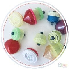 Kurmalı Topaç 6'Lı (Fırıldak) Eğitici Nostaljik Plastik Oyuncak