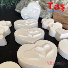 Taş Boyama KALP Figürler Seti 12 Adet (Sağlam Taş Tozu)
