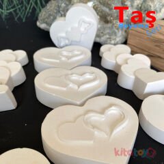 Taş Boyama KALP Figürler Seti 12 Adet (Sağlam Taş Tozu)