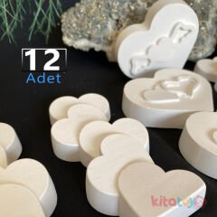 Taş Boyama KALP Figürler Seti 12 Adet (Sağlam Taş Tozu)
