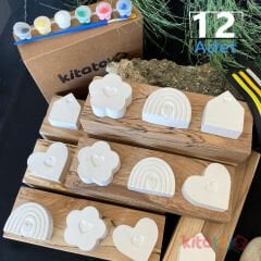 Çiçeklik & Kalemlik Tutucuları 12 Adet Hediyelik Seti Taş Boyama (Sağlam Taş Saksı Objeleri)